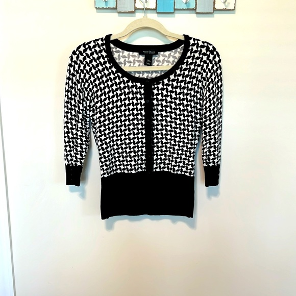 White House Black Market Women’s Houndstooth Cropped Cardigan / Size XS - Picture 1 of 9